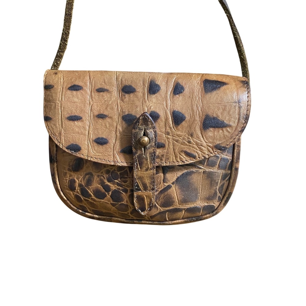 Crocodile Embossed Italian Leather Crossbody Belt Bag Vintage  Banana Republic